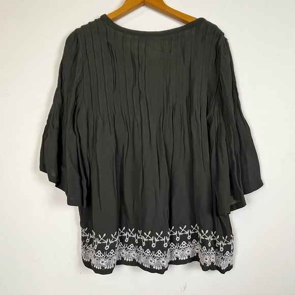 TULAROSA PLEATED Embroidery FLARE LONG SLEEVE BLOUSE SIZE M Cottage - Picture 7 of 7